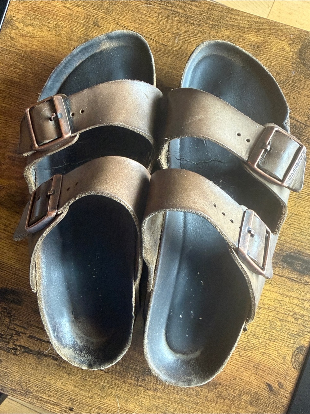 Birkenstock Brown Double-Buckle Slide Sandals
